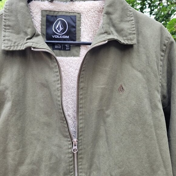 Volcom Jacket Teddy Sherpa Lined Full Zip Outdoor Workwear Chore Coat Men Medium - Picture 2 of 6